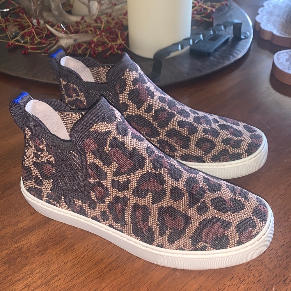 ROTHY’S THE CHELSEA WILDCAT BOOT LEOPARD HIGHTOP SNEAKER WOMENS 8